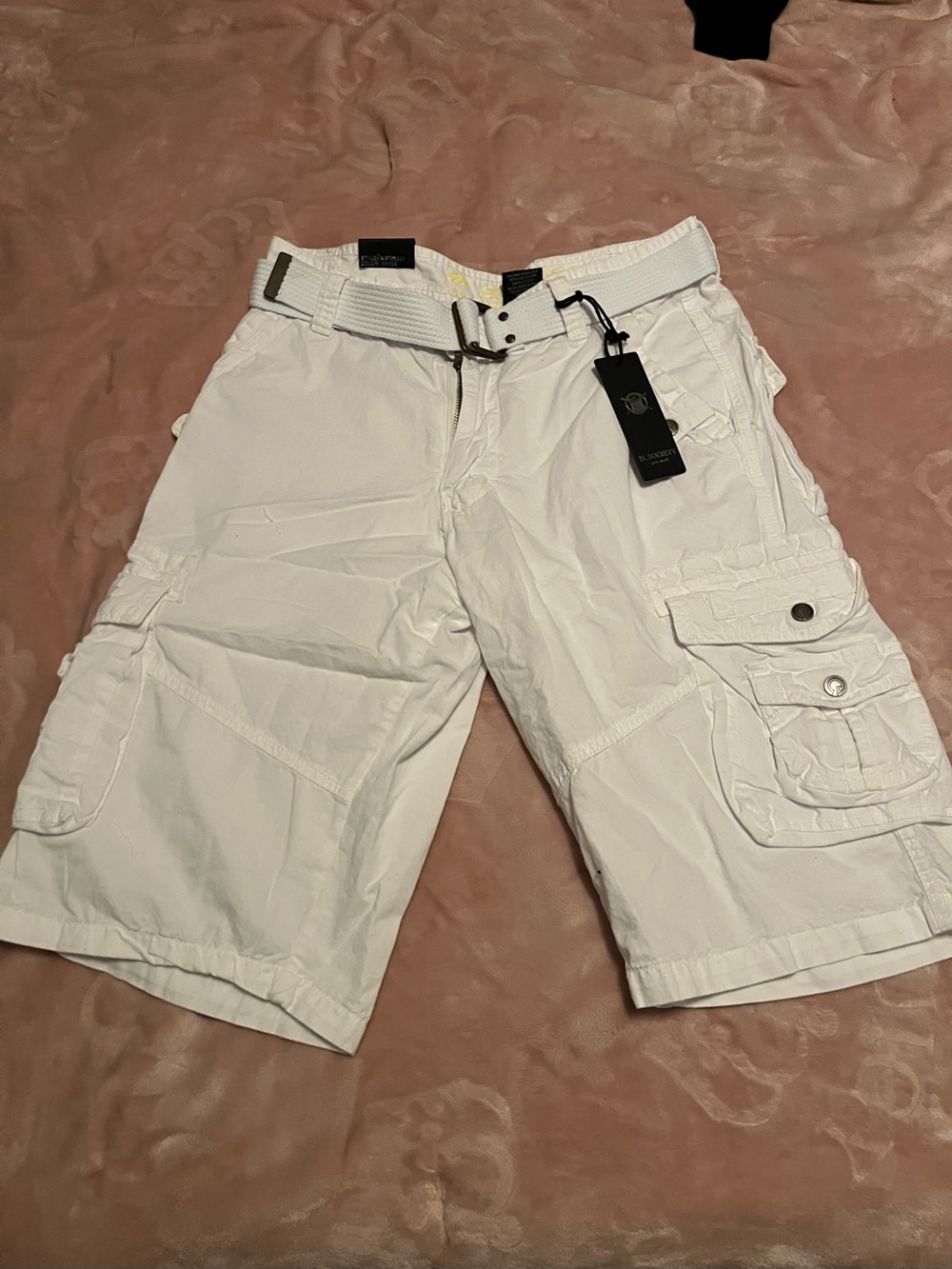 Society White Men's Cargo Shorts with Belt